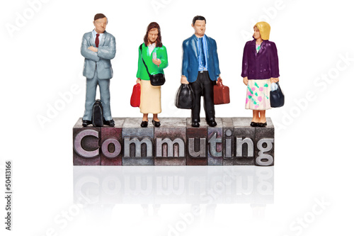Photo: Commuting word in letterpress with miniature Commuting word in letterpress with miniature