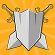 Two crossed swords and shield