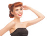 Pin-up girl looking up