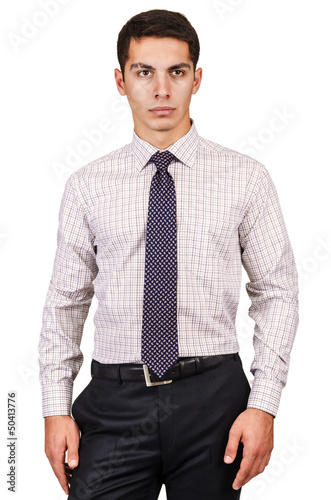 Photo: Male model with shirt isolated on white Male model with shirt isolated on white