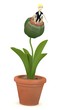 3d render of cartoon character eaten by carnivorous plant