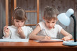 cute kids do their homework