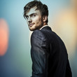 Multicolored digital painted image of elegant young man.