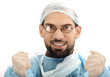 Excited successful doctor surgeon