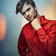 Multicolored portrait of elegant young handsome man.