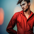 Multicolored portrait of elegant young handsome man.
