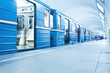 Blue train on subway station