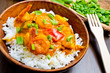 Curry with prawns, vegetables and chives