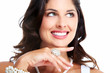 Young beautiful woman face.