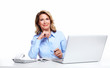 Business woman with a laptop computer.