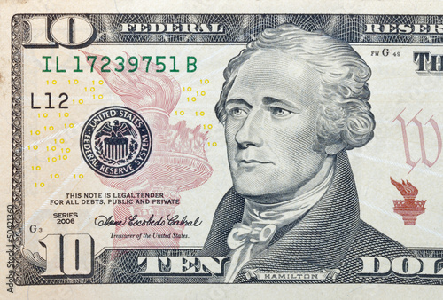 Photo: Ten dollar bill fragment Ten dollar bill fragment
