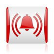 alarm red and white square web glossy icon