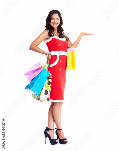 Photo: Beautiful woman with a shopping bag. Beautiful woman with a shopping bag.