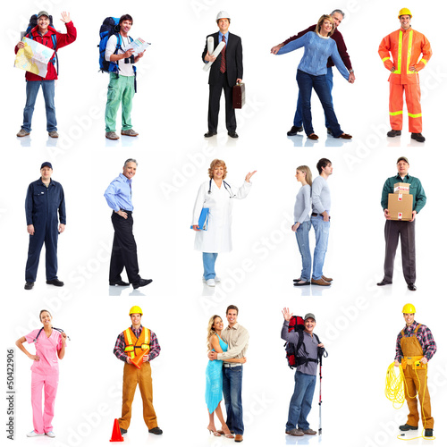 Photo: Group of workers people set. Group of workers people set.