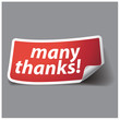 Many thanks - grateful label. Vector.