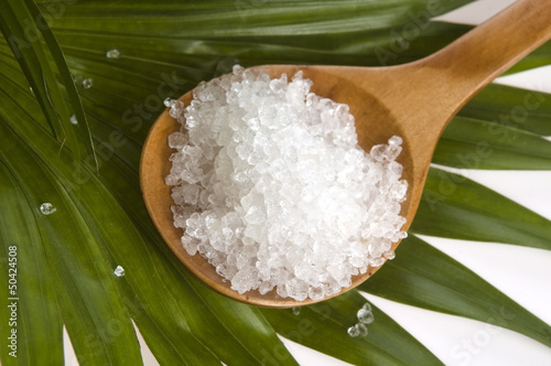 Photo: bath salt and palm leaf bath salt and palm leaf