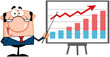 Business Manager With Pointer Presenting A Progressive Chart