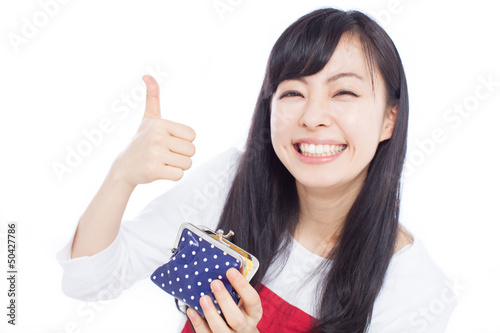 Photo: 財布を持った女性 財布を持った女性