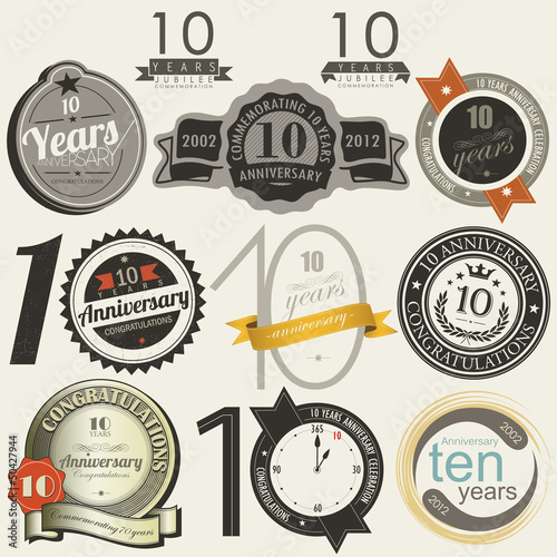Vector: 10 years anniversary signs and cards vector design 10 years anniversary signs and cards vector design