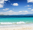 White sand beach and blue sky