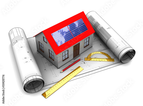 Illustration: house with solar panel design house with solar panel design