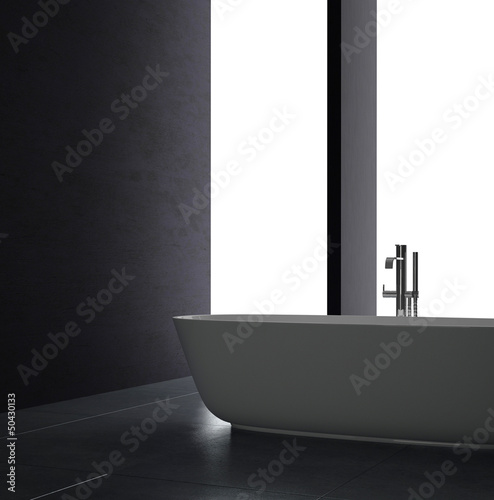 Illustration: Interior of Luxurious Black Design Bath Room Interior of Luxurious Black Design Bath Room