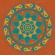 Turquoise ornament on orange background
