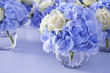 flower in vase of glass. Decoration of dining table.
