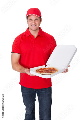 Photo: Portrait of pizza delivery guy Portrait of pizza delivery guy