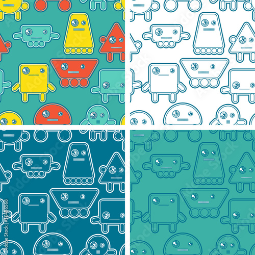 Vector: Cartoon robots seamless patterns. Cartoon robots seamless patterns.