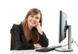 happy businesswoman with a computer