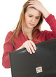 thoughtful young woman with briefcase