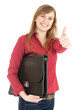 young businesswoman with thumbs up