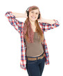smiling teenage girl with headphones