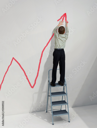 Photo: boy draws a graph on the wall boy draws a graph on the wall
