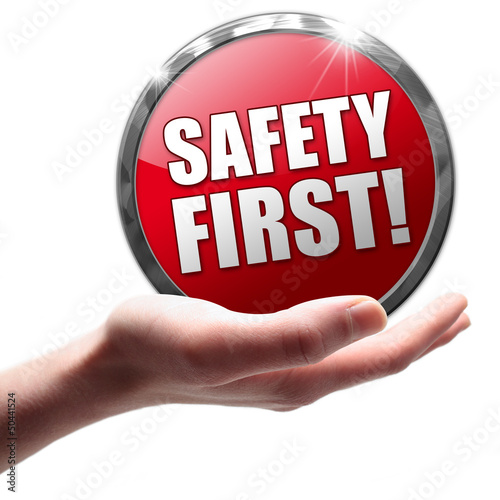 Illustration: Safety first! Button, Icon Safety first! Button, Icon