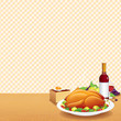 Roasted Turkey on Decorated Table
