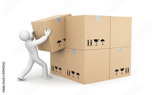 Illustration: Person work with boxes Person work with boxes