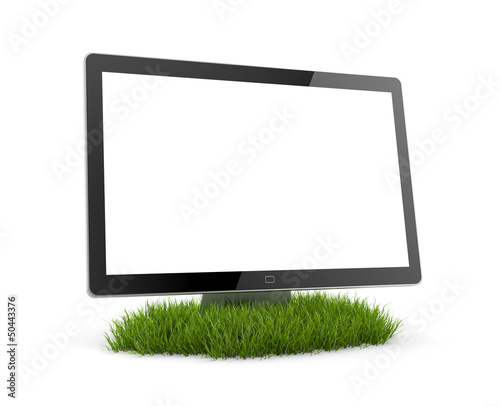 Illustration: Computer Monitor in grass Computer Monitor in grass