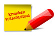 KRANKENVERSICHERUNG, Zettel, Stift, vektor