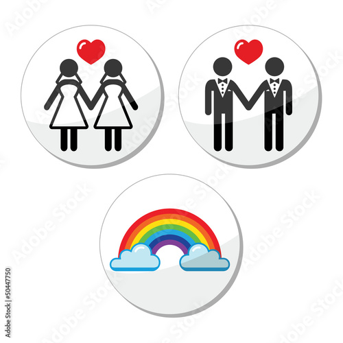 Vector: Gay, lesbian marriage, rainbow icons set Gay, lesbian marriage, rainbow icons set