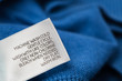 Clothing label with  laundry care instructions