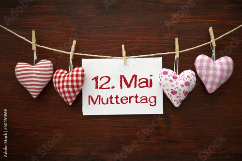 Photo: 4 Stoffherzen mit Muttertag 4 Stoffherzen mit Muttertag
