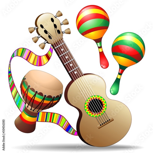 Vector: Guitar Maracas and Bongo-Chitarra Maracas e Percussioni Guitar Maracas and Bongo-Chitarra Maracas e Percussioni