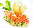 Salmon Tartar over White Background