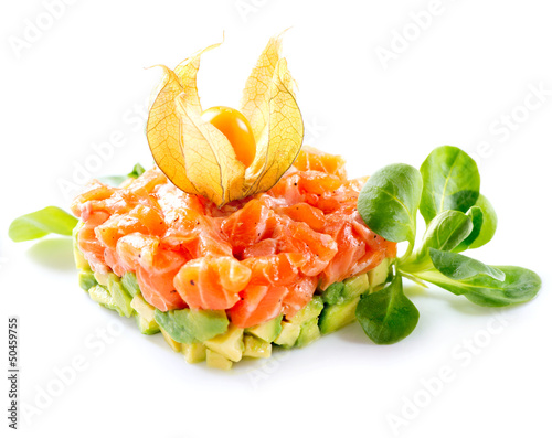 Photo: Salmon Tartar over White Background Salmon Tartar over White Background