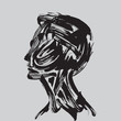 human head thinking. making from brush stocks