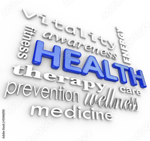 Illustration: Health Care Collage Words Medicine Background Health Care Collage Words Medicine Background