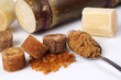 Various kinds of sugar and sugar cane