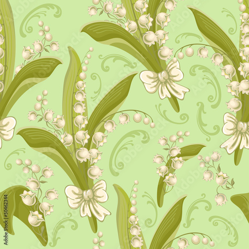 Vector: Lilies of the valley. Seamless background. Lilies of the valley. Seamless background.